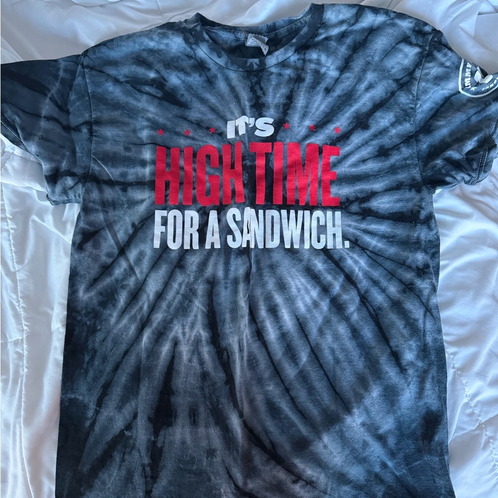 Jimmy Johns Tie-Dye Graphic Tee - 'It's High Time For A Sandwich' - Black & Red